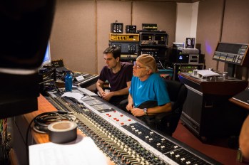 David at the production controls for "No Money Down"